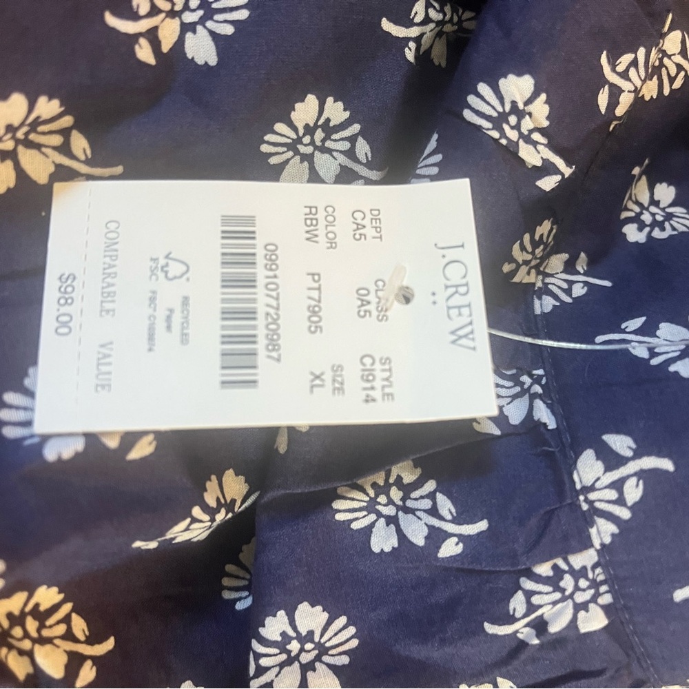 J. Crew Navy and White Floral Skirt